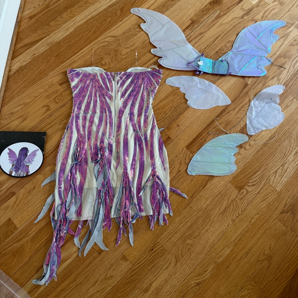 Fairy glitter sequin dress fairy wings costume cosplay - Picture 5 of 6